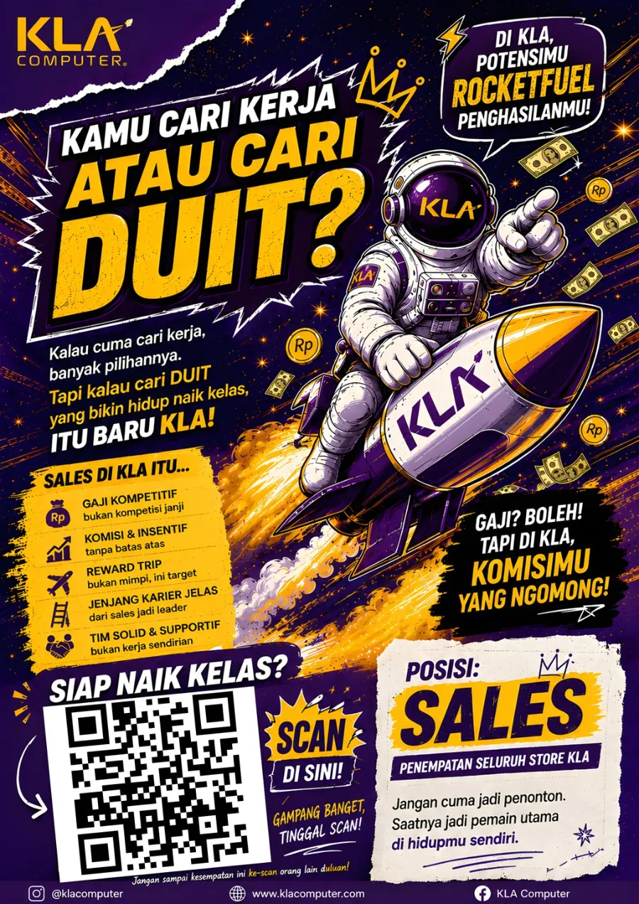 Poster lowongan Sales KLA Computer