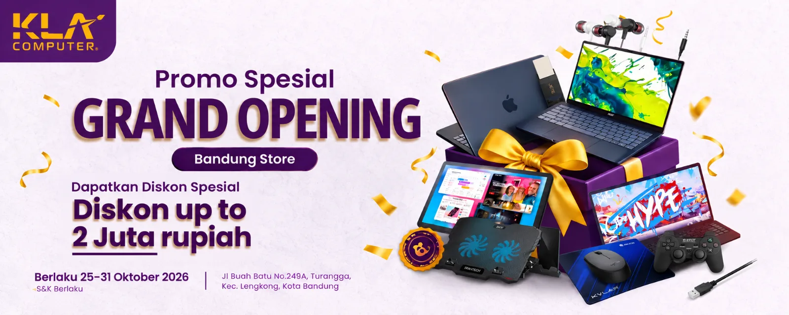Promo Spesial Grand Opening KLA Computer Bandung — diskon hingga Rp2 juta